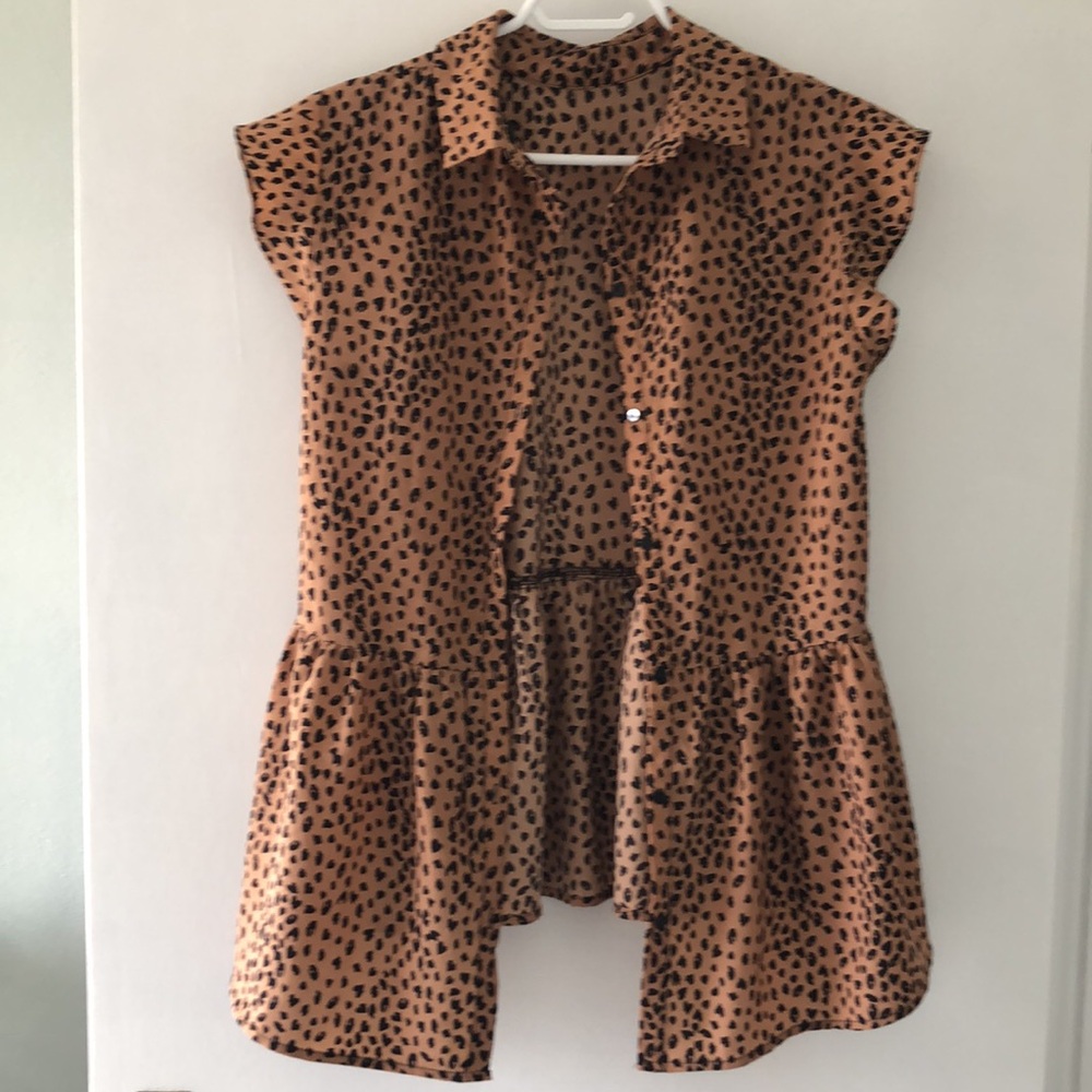 Womens Cheetah Print Blouse Tunic